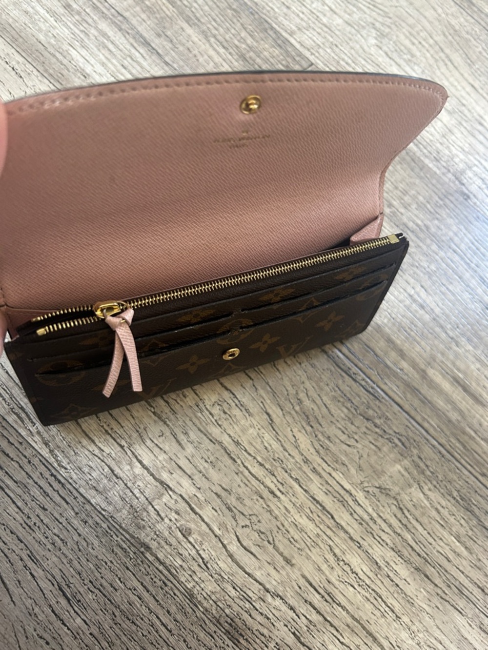 Louis Vuitton Monogram Canvas Emilie Long Wallet in Brown and Pink - Picture 9 of 17